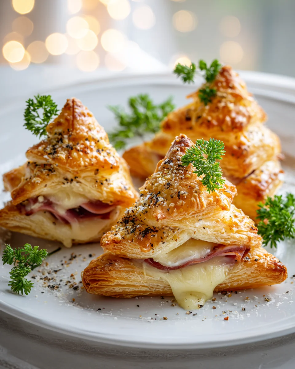 Easy Beef Ham & Cheese Puff Pastry Christmas Trees