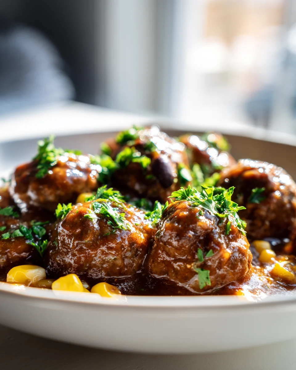 Easy Slow Cooker Salisbury Beef Meatballs & Rich Gravy