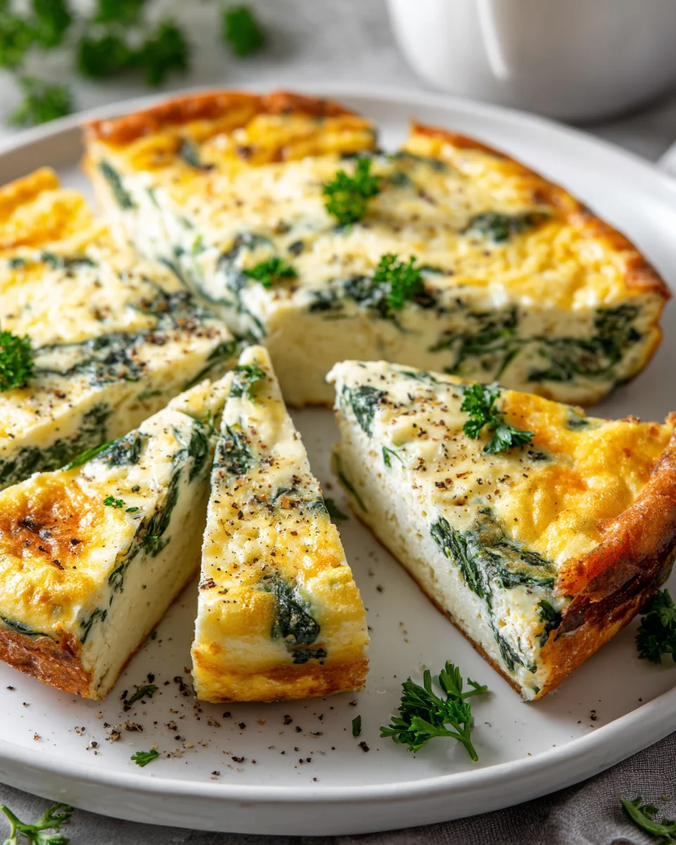 Healthy Cottage Cheese & Spinach Crustless Quiche Recipe