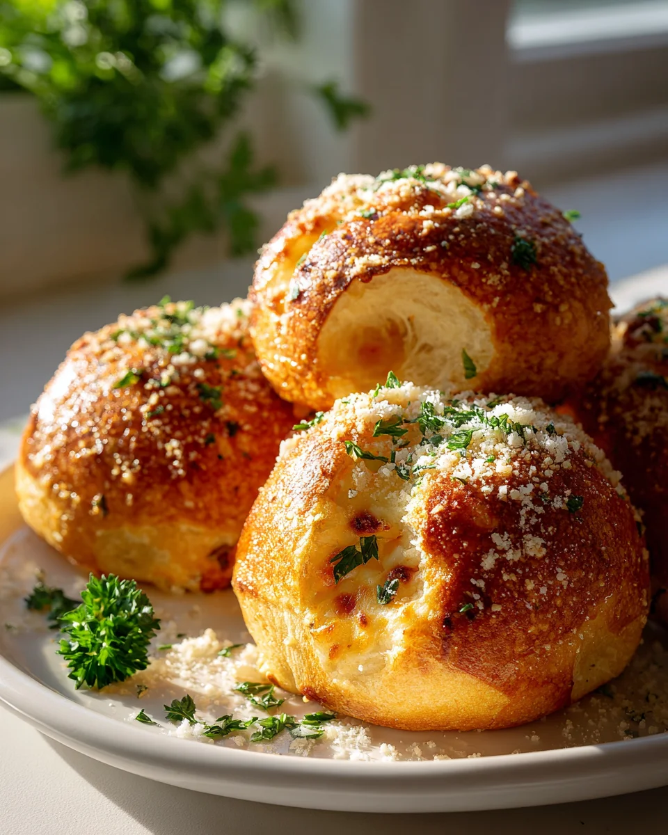 Easy Cheesy Alfredo Stuffed Parmesan Bread Bombs Recipe