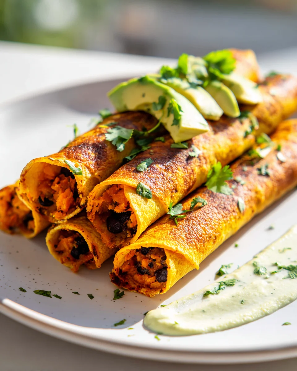Crispy Sweet Potato Black Bean Taquitos - Veggie Delight!