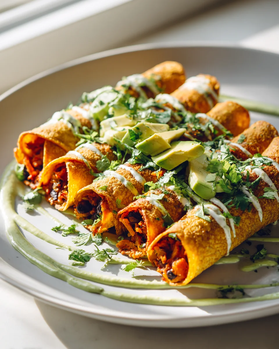 Crispy Sweet Potato Black Bean Taquitos - Veggie Delight!