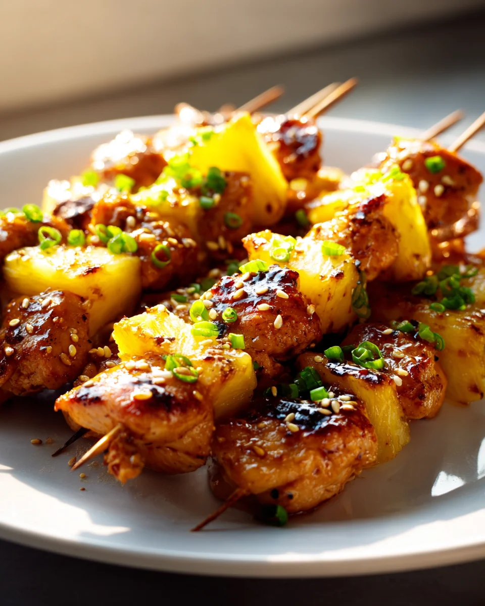 Delicious Honey Garlic Chicken & Pineapple Skewers Recipe