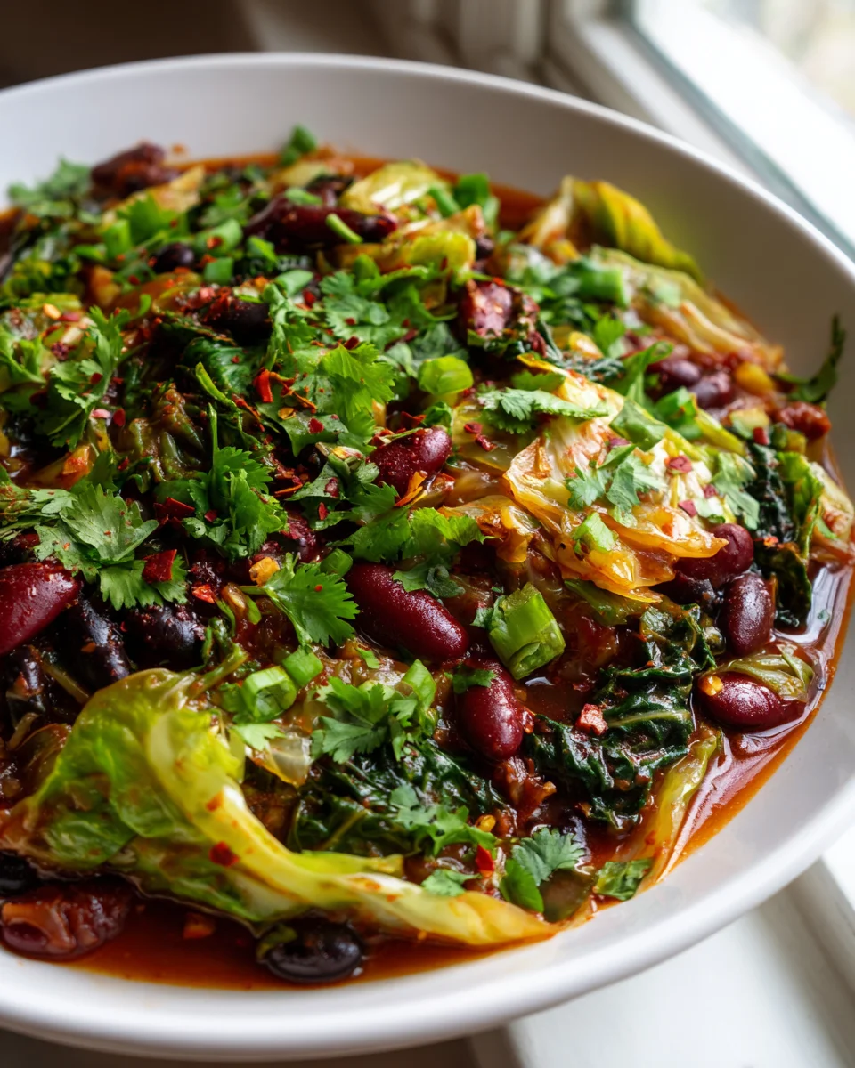 Easy One-Pan Cowboy Cabbage, Beef & Bean Chili Skillet