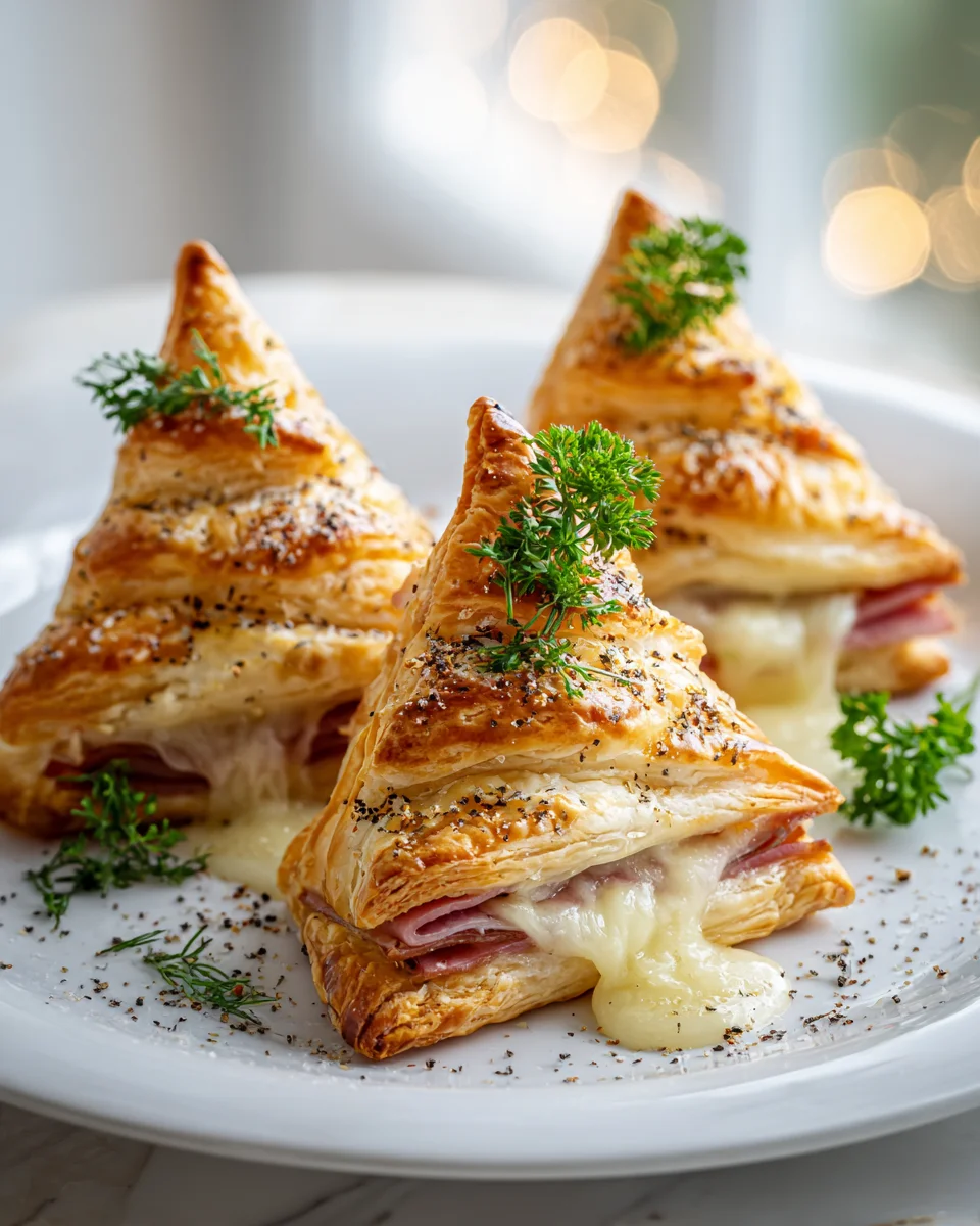 Easy Beef Ham & Cheese Puff Pastry Christmas Trees