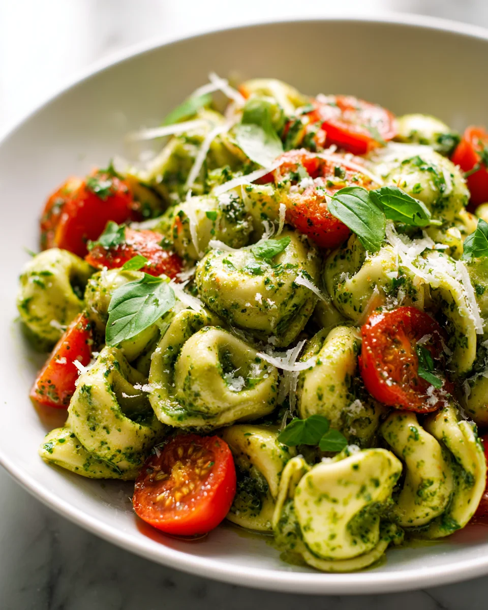 Zesty Pesto Tortellini Salad with Fresh Cherry Tomatoes