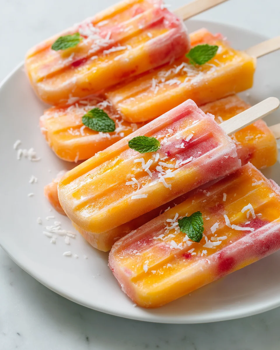 Easy Frozen Mango Strawberry Yogurt Pops for Summer