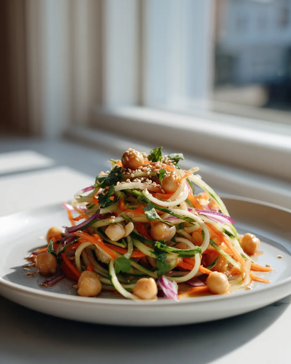 Easy Asian Cucumber Chickpea Slaw with Zesty Sesame Dressing