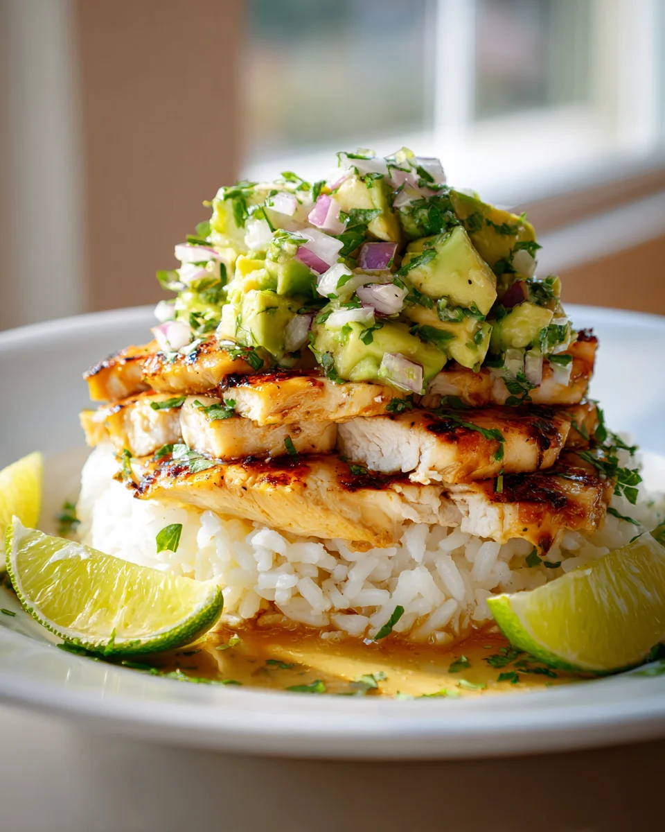 Honey Lime Chicken Avocado Rice Stack: Flavorful & Easy
