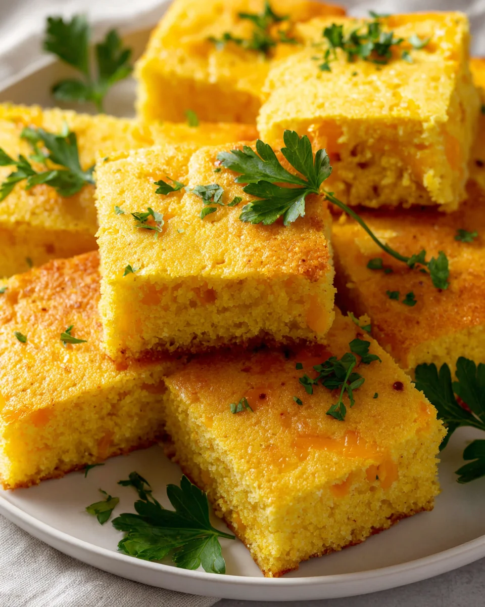Delicious Cheddar Cornbread Cheese Bread Squares Recipe