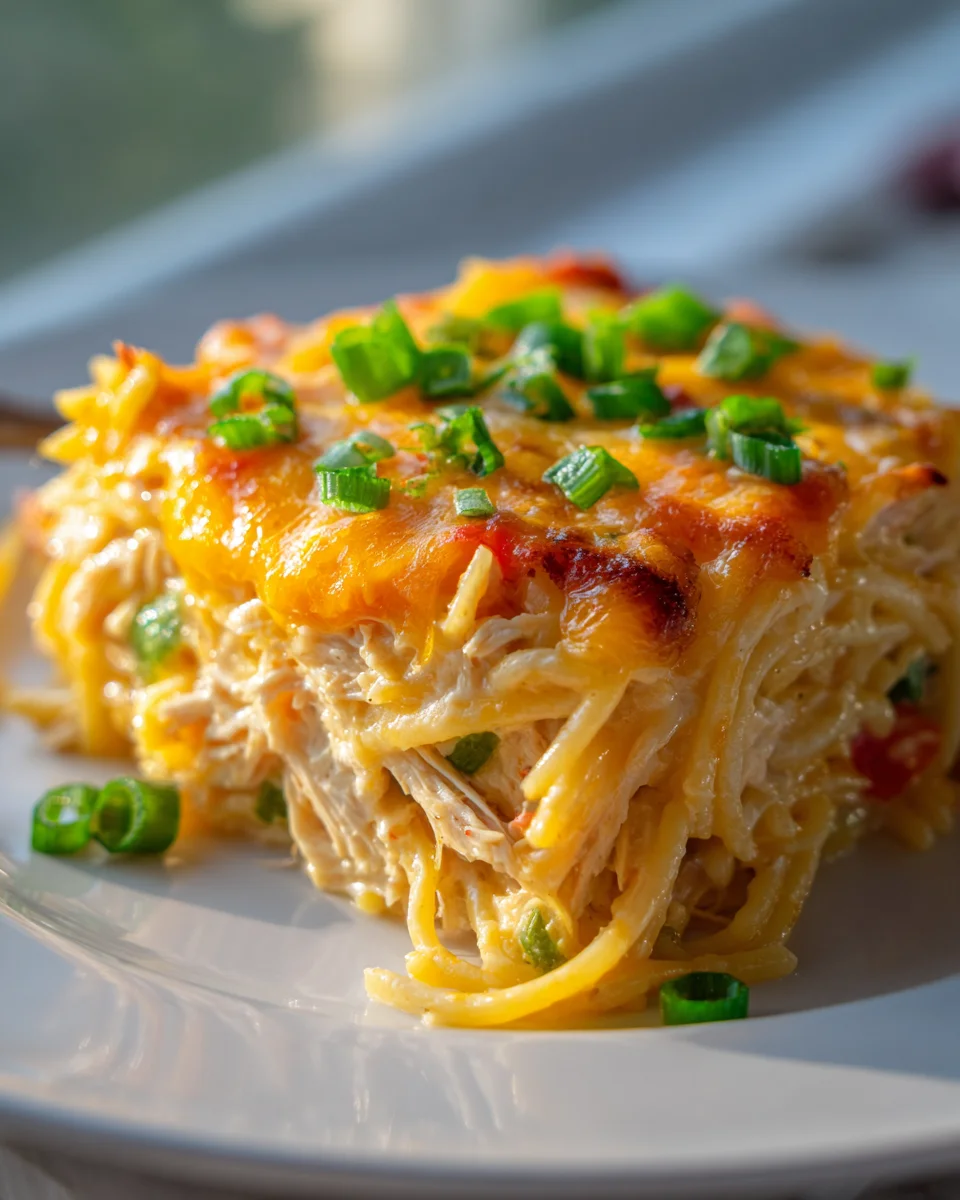 Irresistible Spicy Cheesy Chicken Spaghetti Casserole