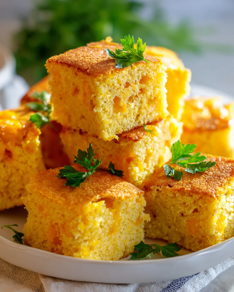 Delicious Cheddar Cornbread Cheese Bread Squares Recipe