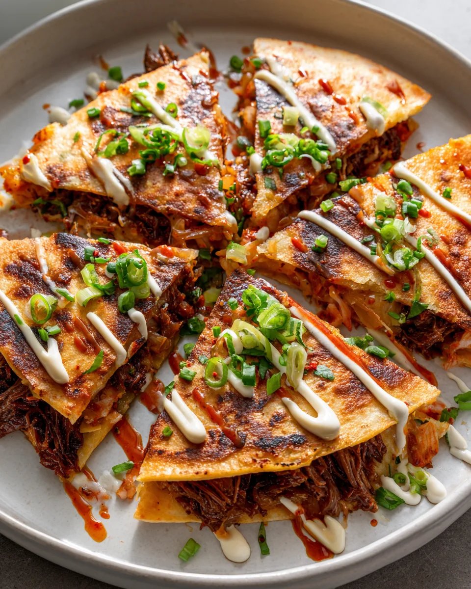 Kimchi Bulgogi Quesadillas: Bold Flavor, Spicy Crema!