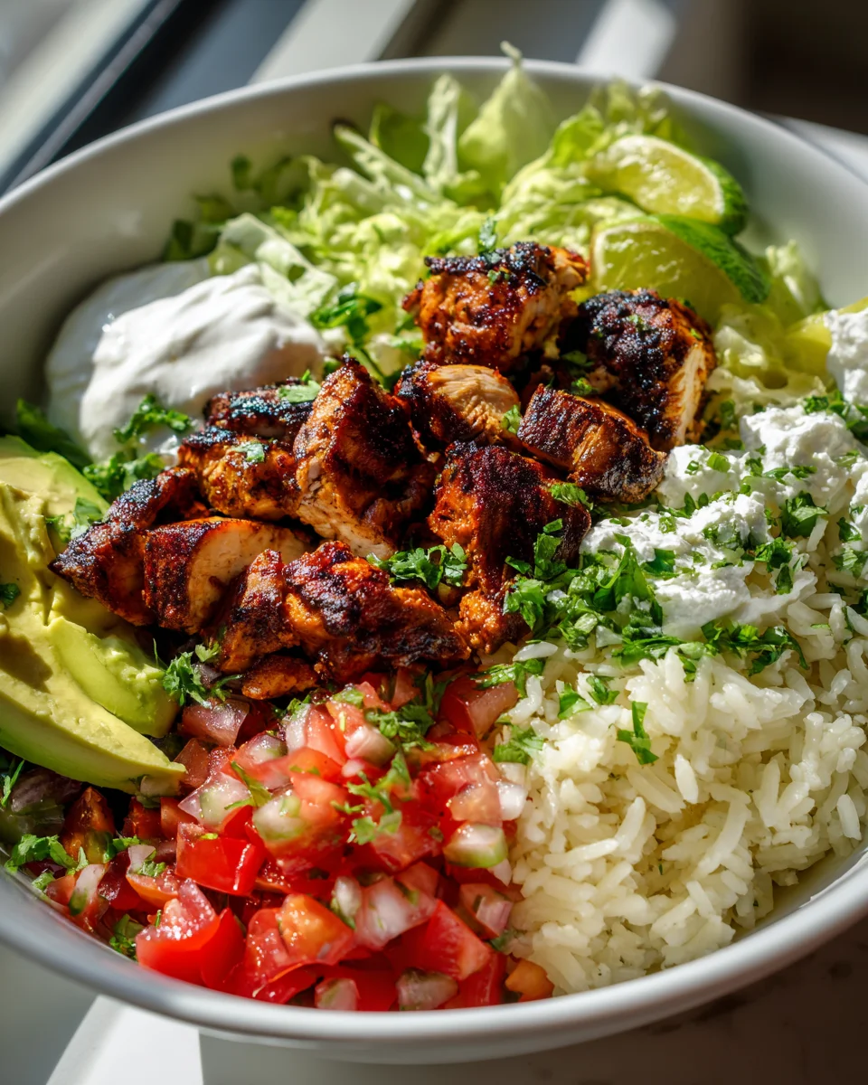 Best Spicy Chipotle Chicken Burrito Bowl & Cilantro Lime Rice