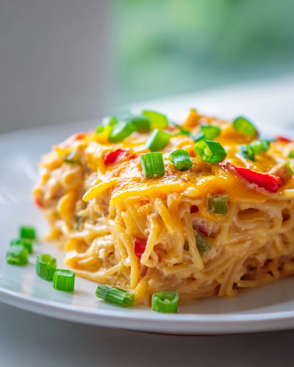 Irresistible Spicy Cheesy Chicken Spaghetti Casserole