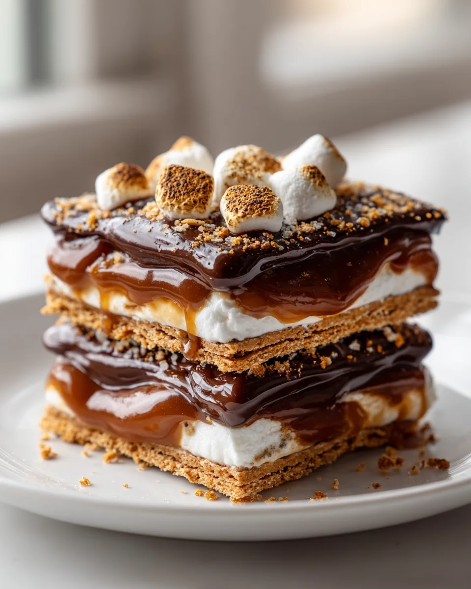Caramel Golden Grabeef Hams S'mores Bars - Best Dessert!