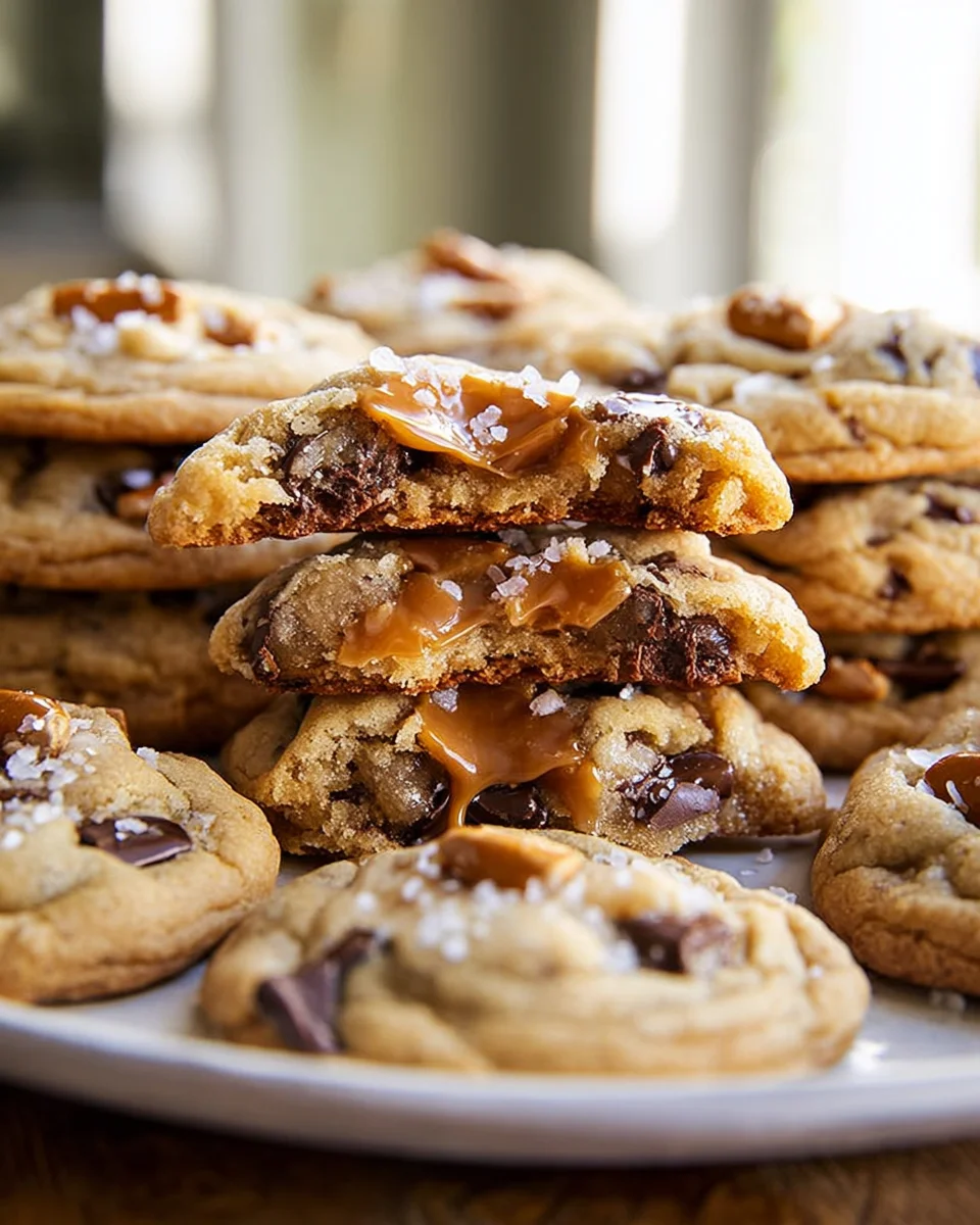 Amazing Salted Caramel Pretzel Chocolate Chip Cookies