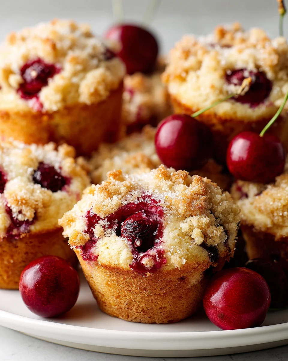 Delicious Mini Cherry Cobbler Muffins with Crumb Streusel