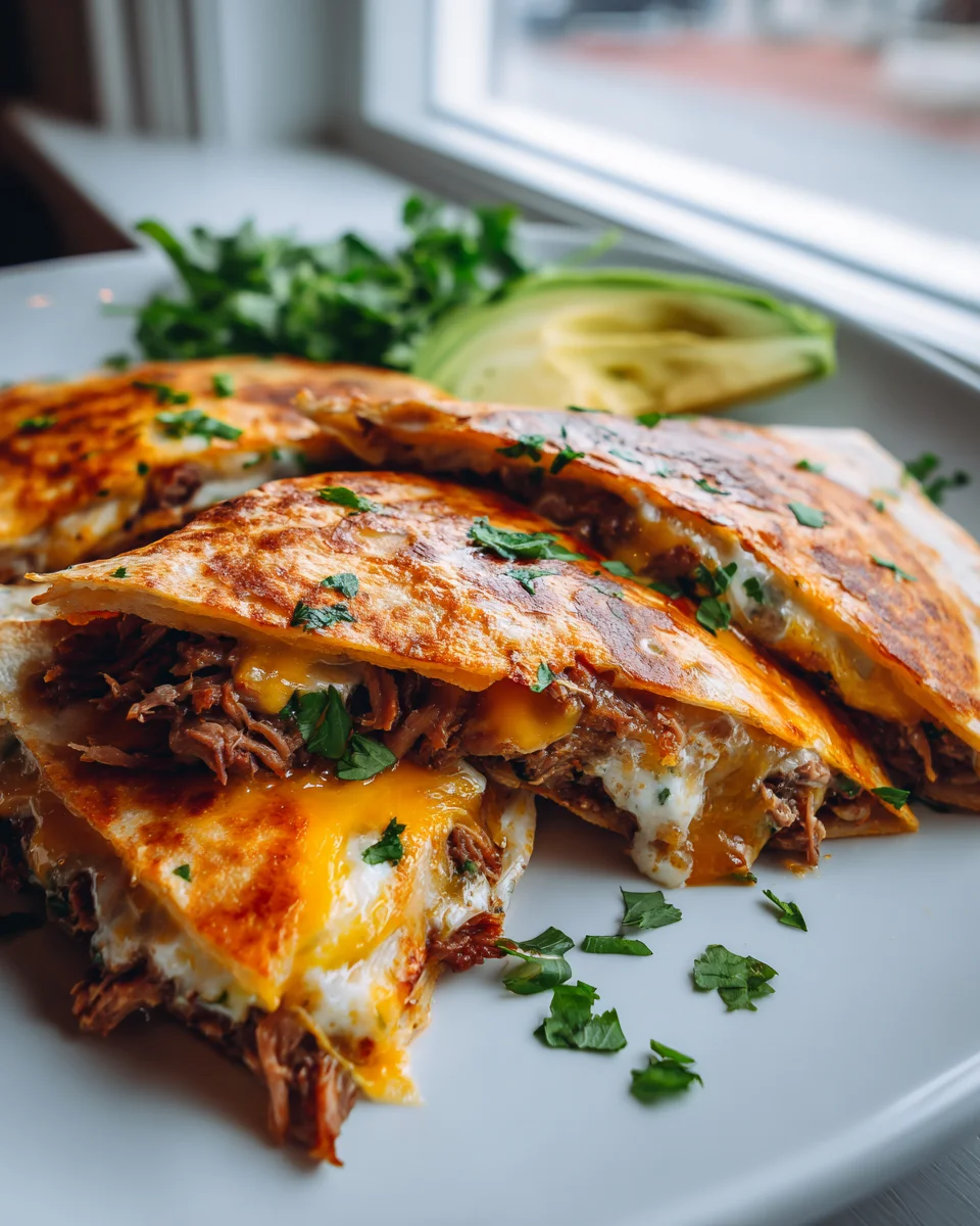 Irresistible BBQ Beef Bacon Ranch Quesadilla Wedges