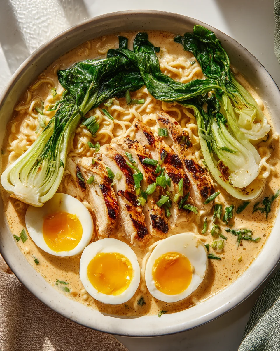 Creamy Garlic Chicken Ramen with Bok Choy: Ultimate Comfort Food