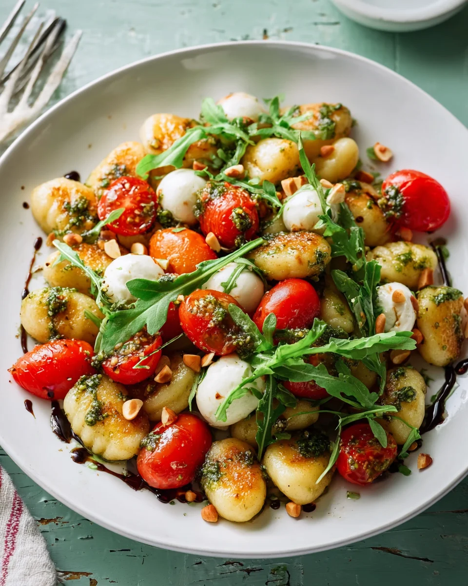 Easy Roasted Gnocchi Salad with Pesto & Mozzarella Delight