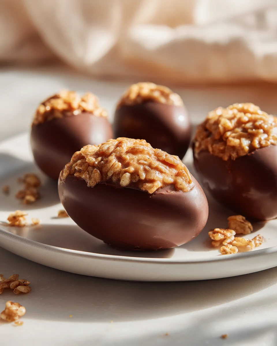 No-Bake Crunchy Peanut Butter Eggs & Rice Krispies