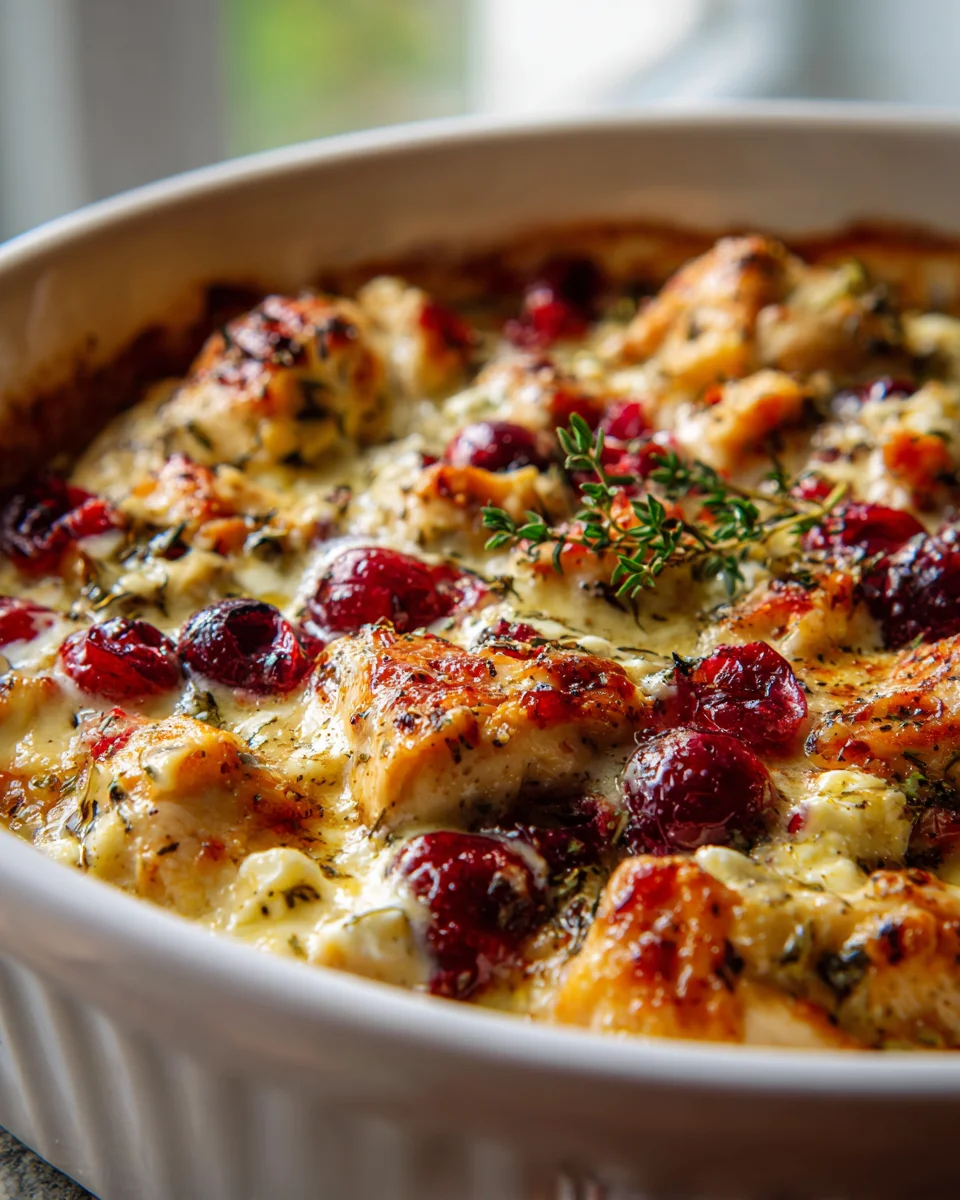 Honey Cranberry Chicken Casserole with Feta - Easy Dinner!