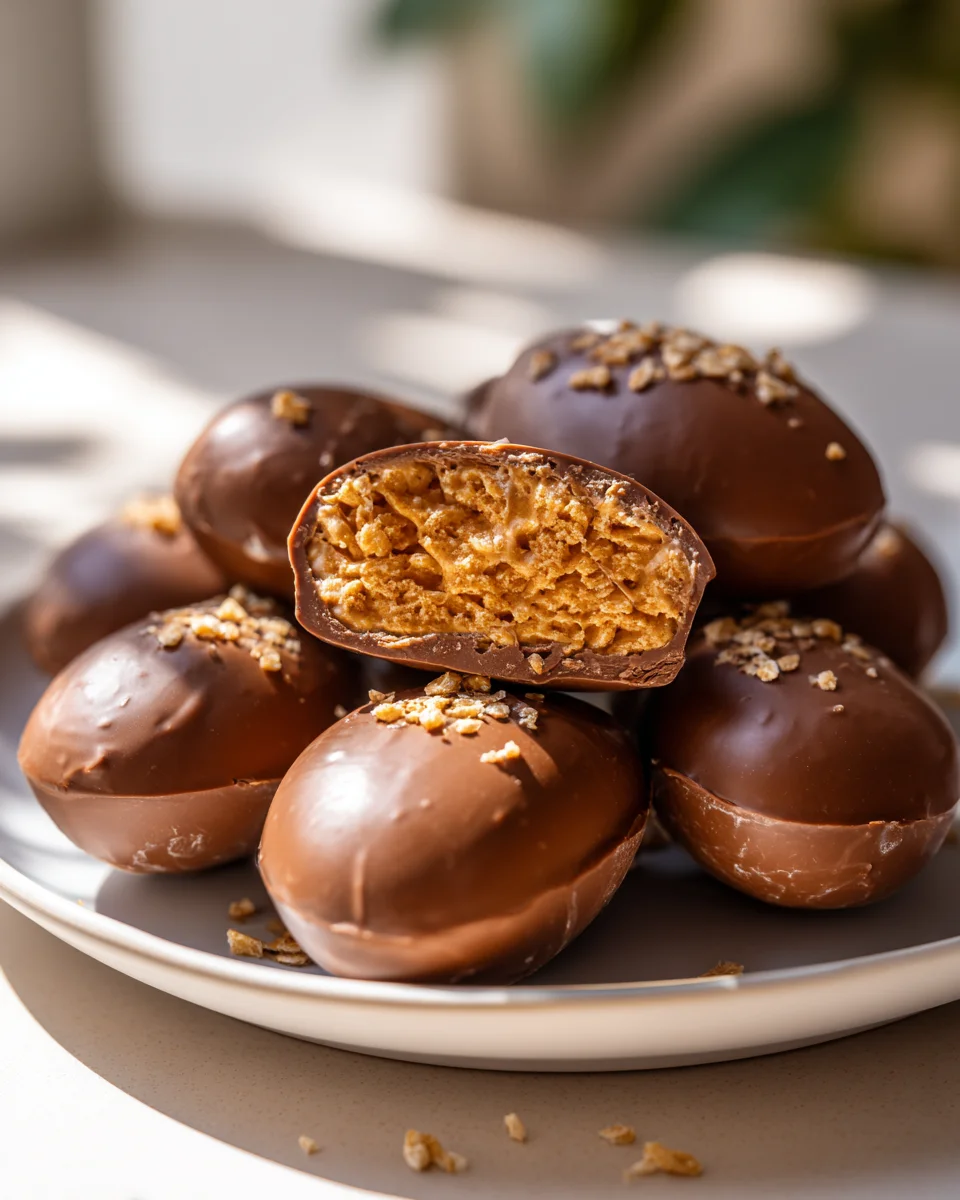 No-Bake Crunchy Peanut Butter Eggs & Rice Krispies