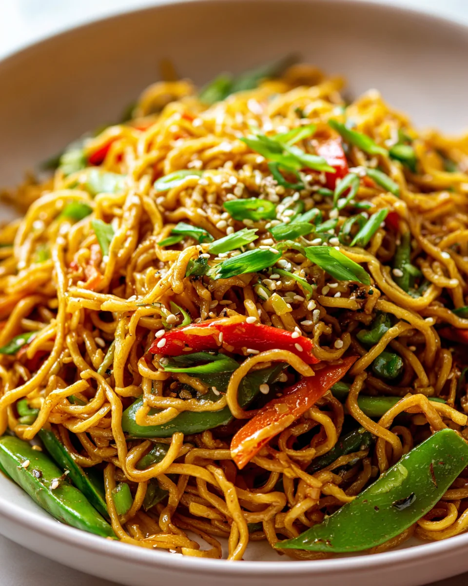 Delicious Crispy Noodle Chow Mein & Stir-fried Veggies