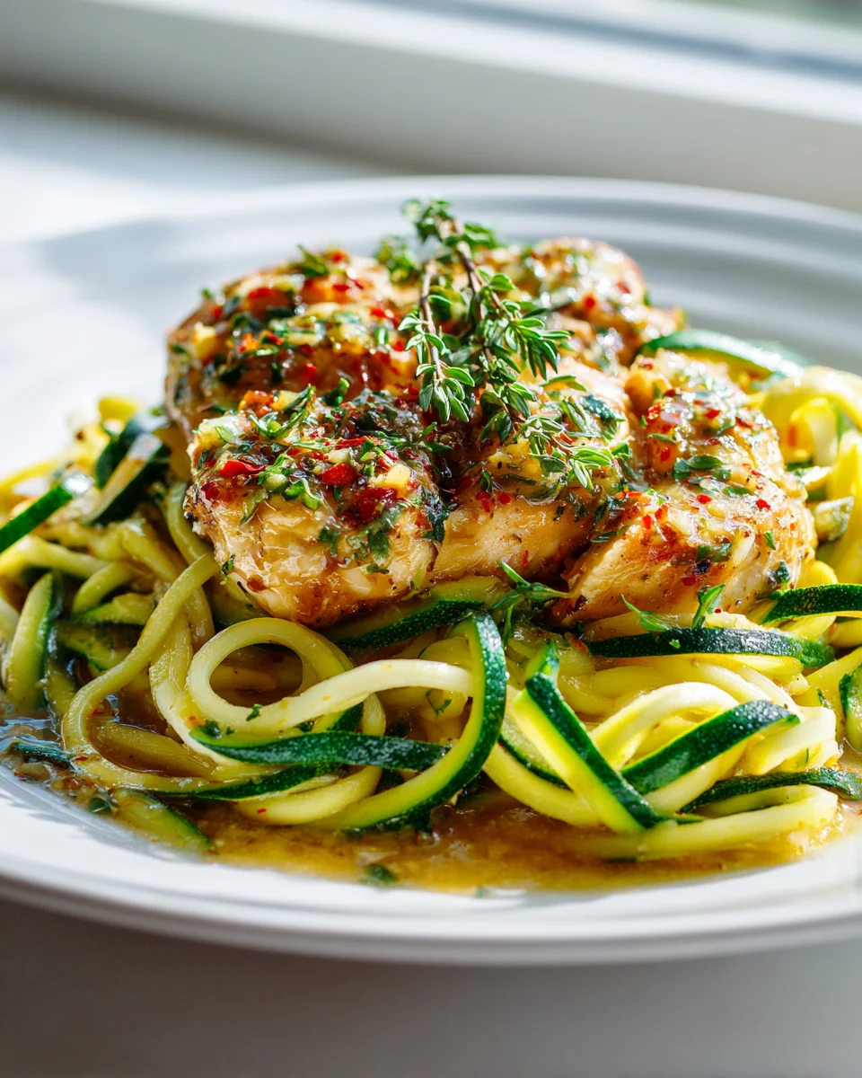 Delicious Garlic Butter Chicken Zucchini Noodles Meal Prep