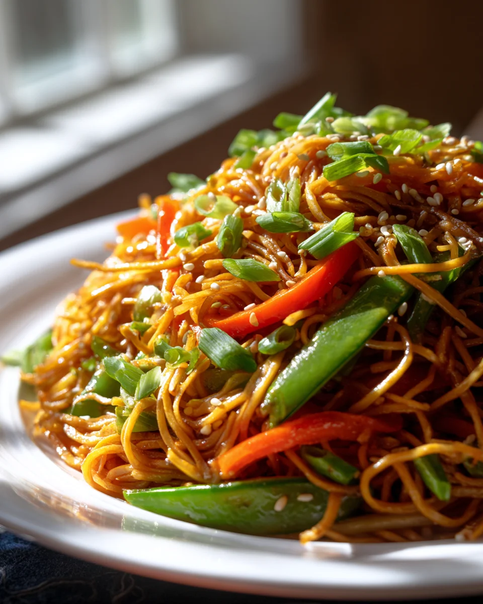 Delicious Crispy Noodle Chow Mein & Stir-fried Veggies