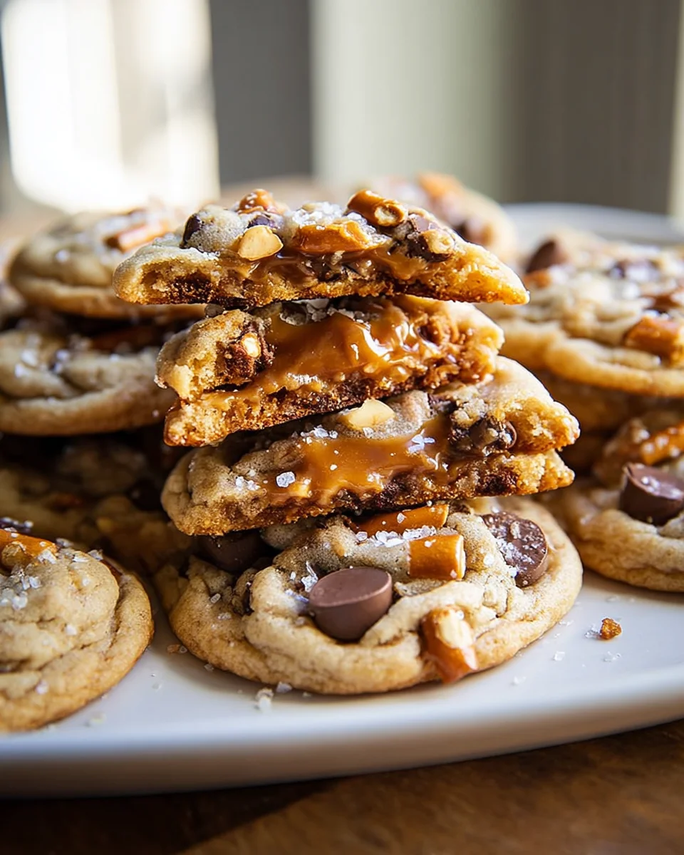 Amazing Salted Caramel Pretzel Chocolate Chip Cookies