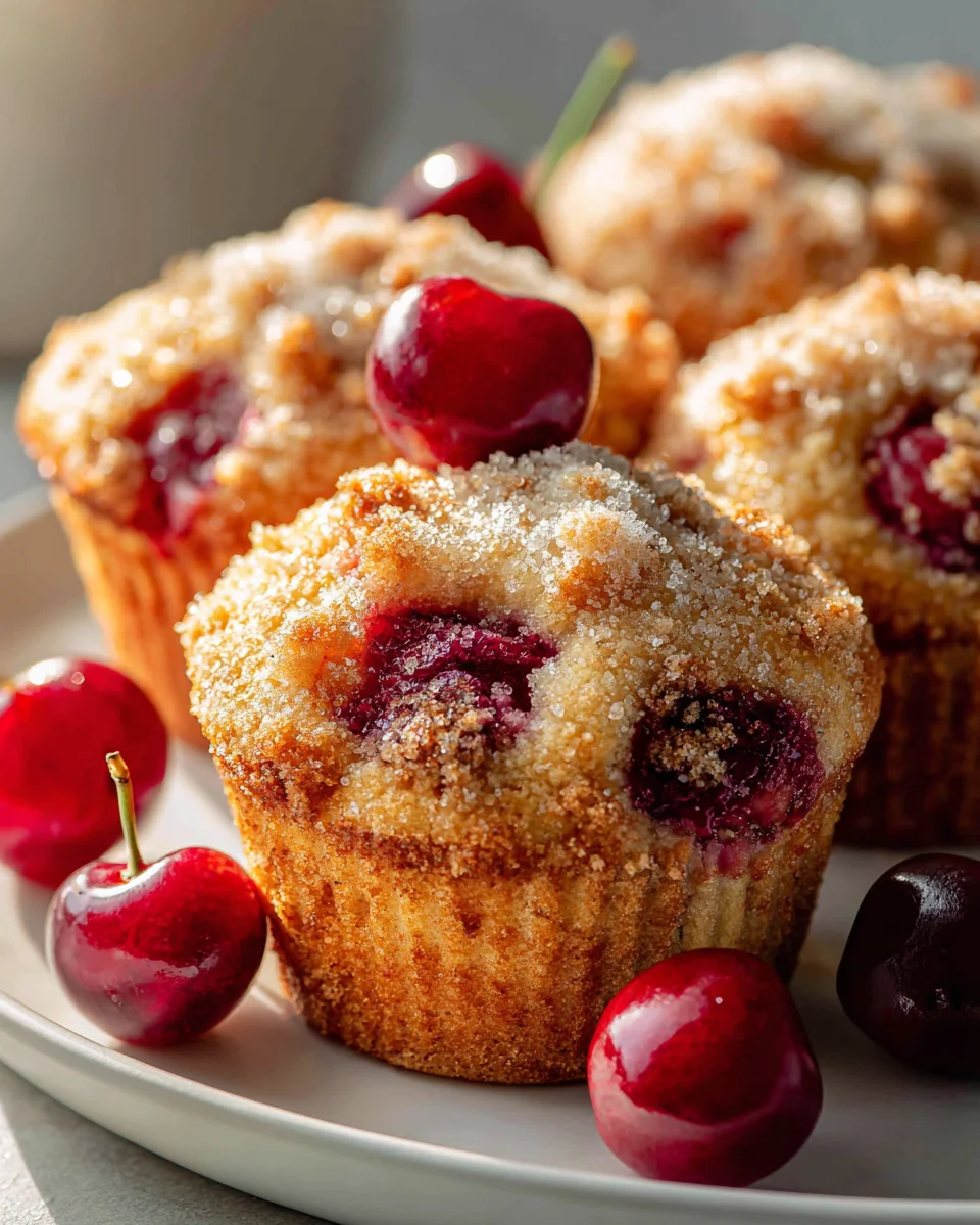 Delicious Mini Cherry Cobbler Muffins with Crumb Streusel