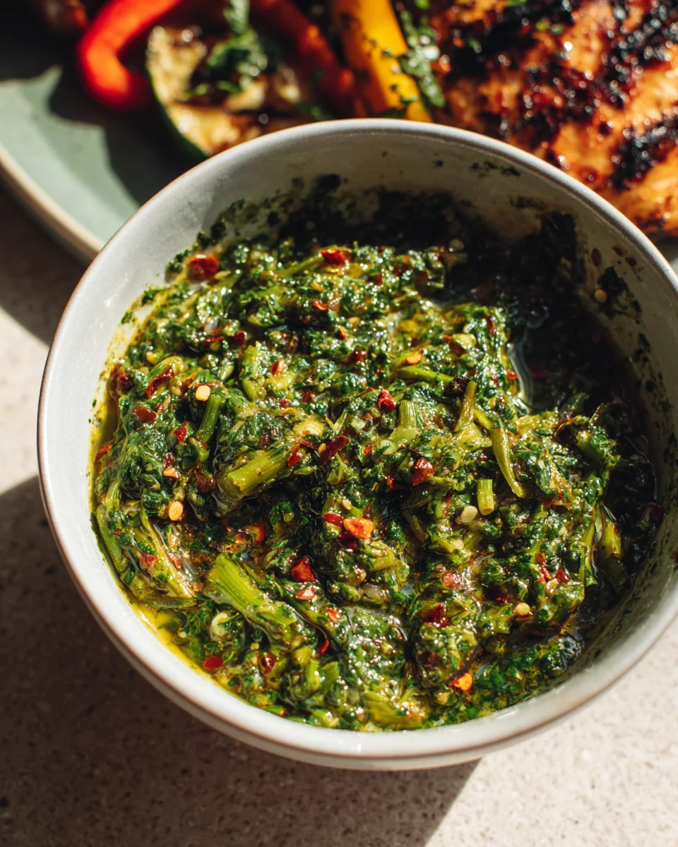 Garlic Scape Chimichurri Sauce for Grilled Meats & Veggies