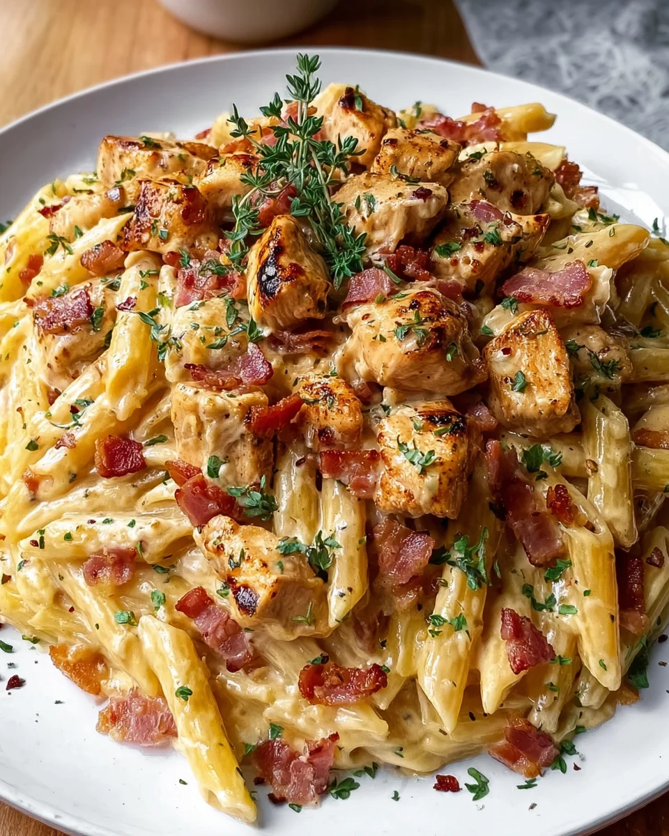 Creamy Crack Chicken Pasta with Crispy Beef Bacon & Herbs