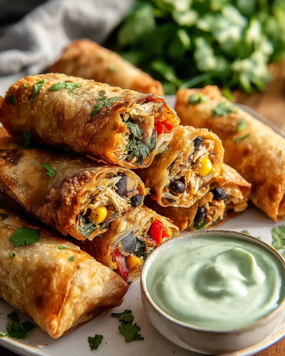 Chilis Southwestern Egg Rolls Copycat with Avocado Ranch Recipe