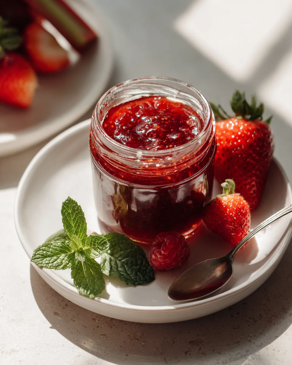 Strawberry Rhubarb Raspberry Jam with a Berry Twist Recipe