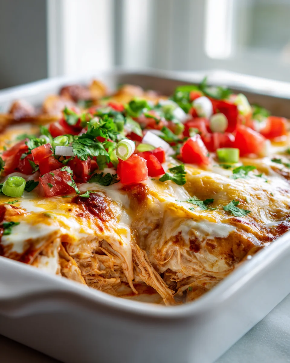 Cheesy Shredded Chicken Enchilada Bake: Easy & Delicious Recipe