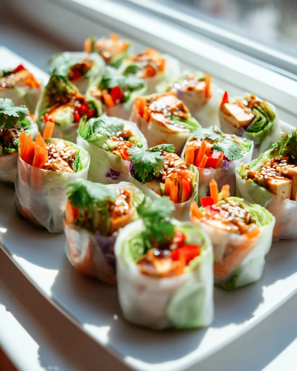 Delicious Teriyaki Tofu & Vegetable Spring Rolls Recipe