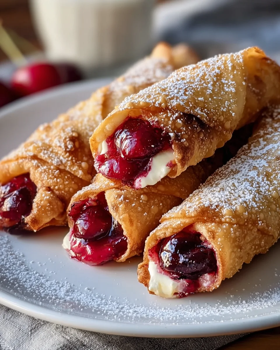 Cherry Cheesecake Egg Rolls Delight