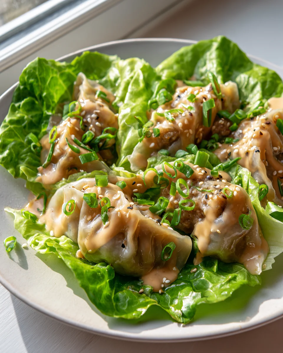 Trader Joe's Beef Dumpling Lettuce Wraps with Sesame Sauce Recipe