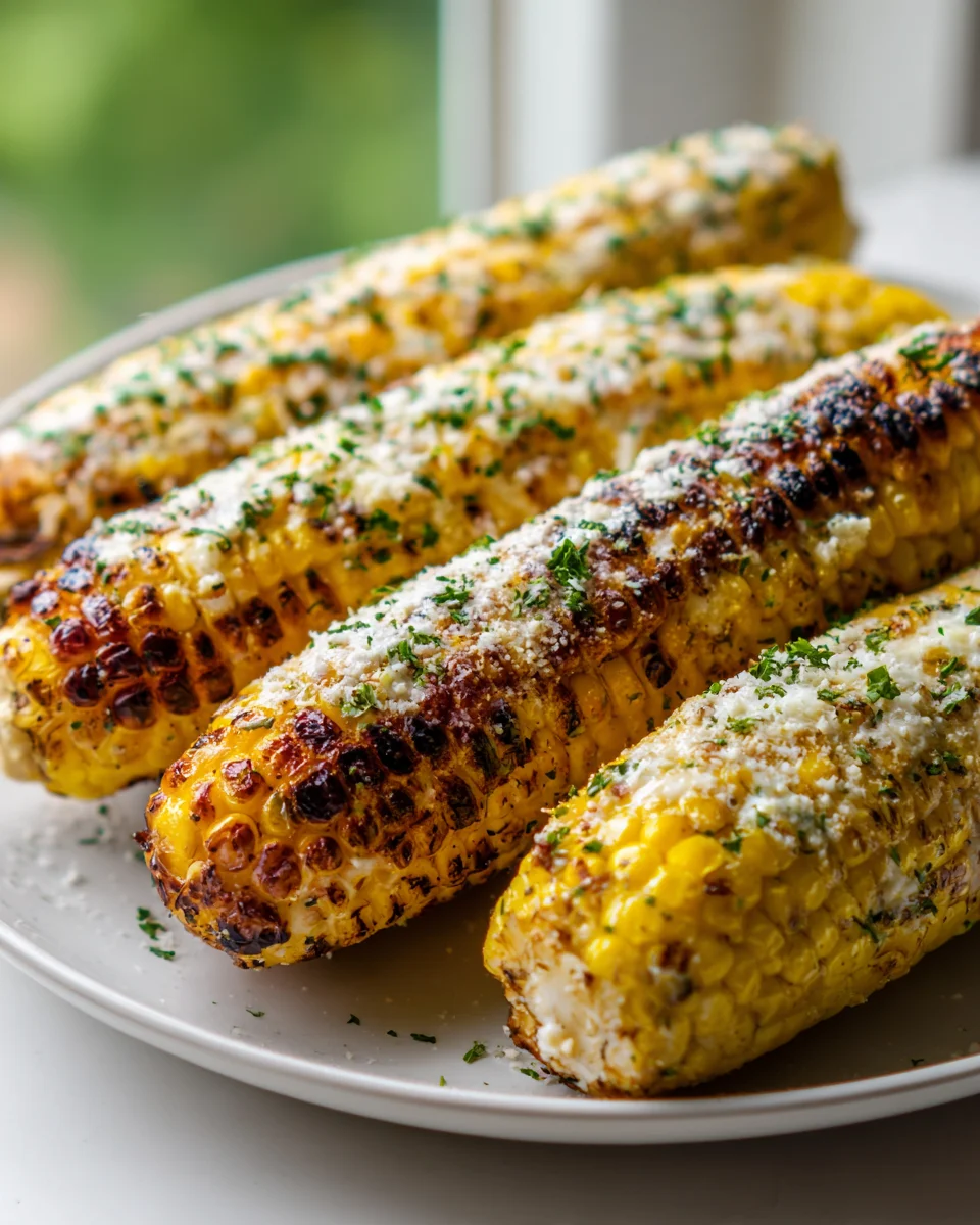 Parmesan Ranch Grilled Corn on the Cob with Herb Coating Recipe