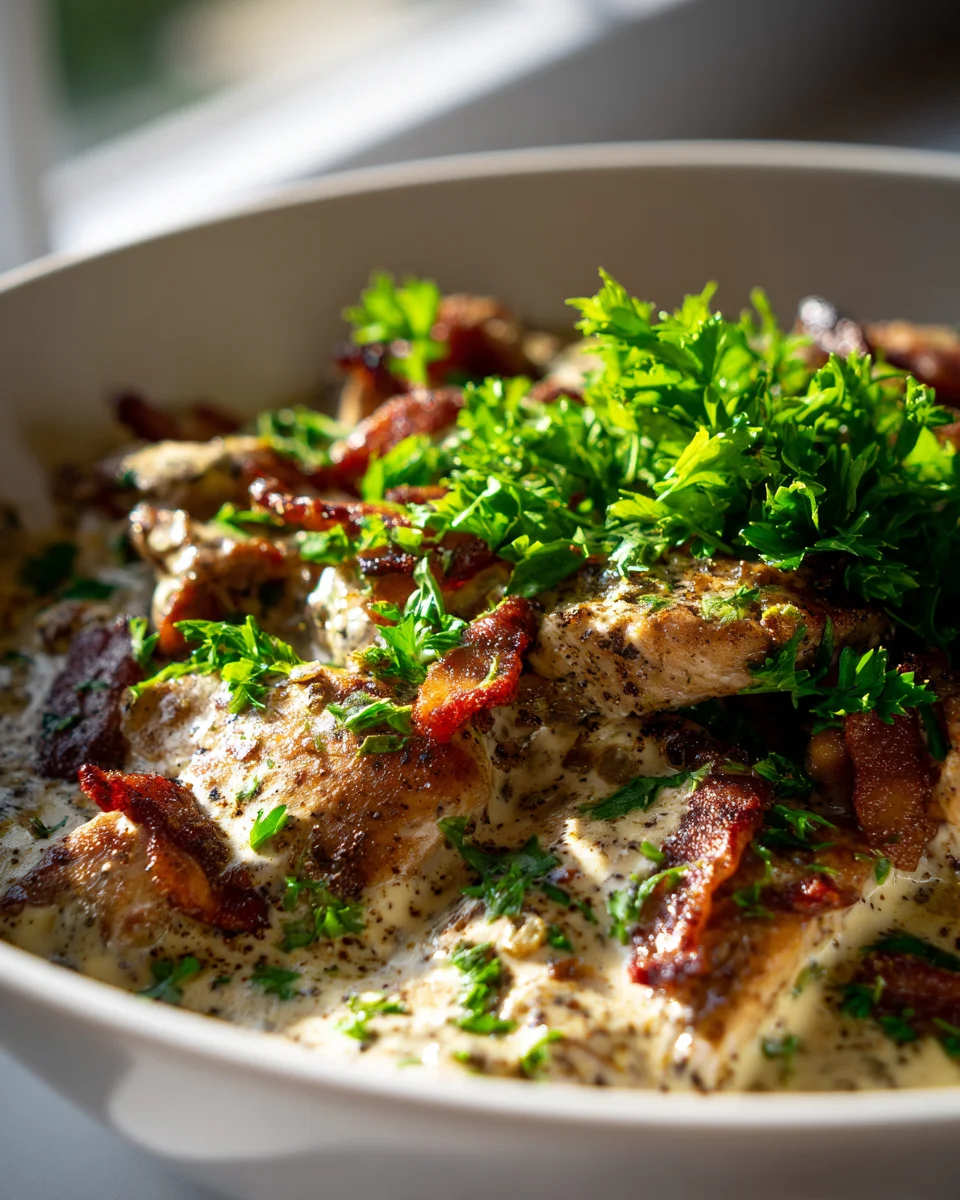 Creamy Garlic Chicken Beef Bacon Keto Bowls - Delicious & Easy