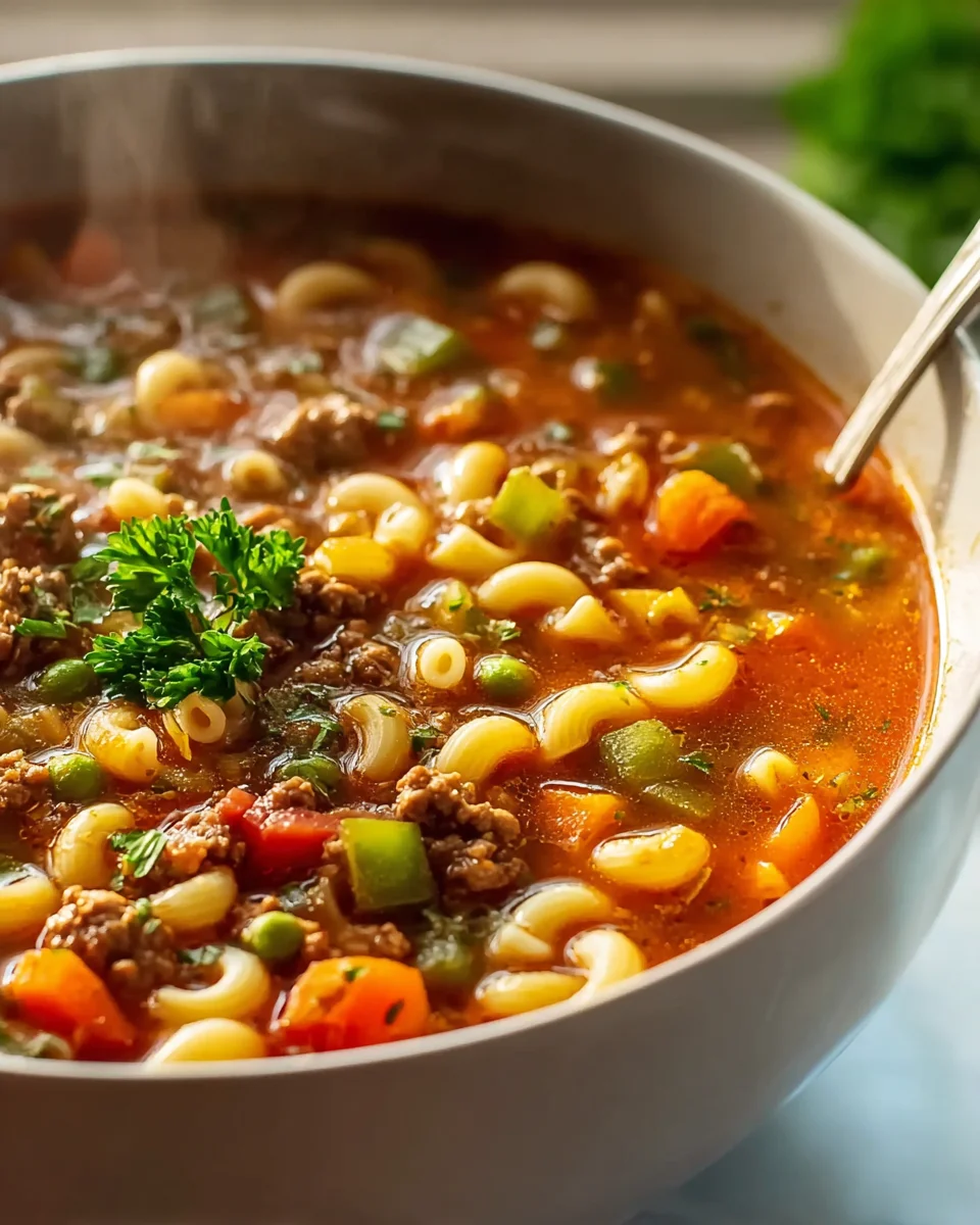 Delicious Homemade Ground Beef Pasta Soup Recipe for Comfort
