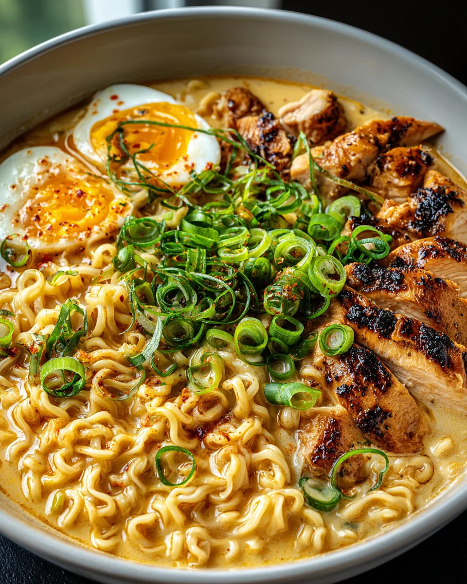 Spicy Beef Ramen with Creamy Garlic Sauce