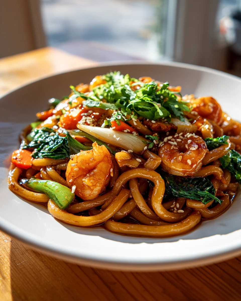 Savory Shrimp Yaki Udon Delight