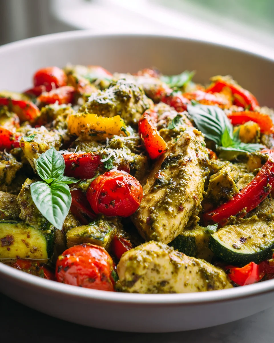Low Carb Pesto Chicken and Veggie Casserole Recipe Delight