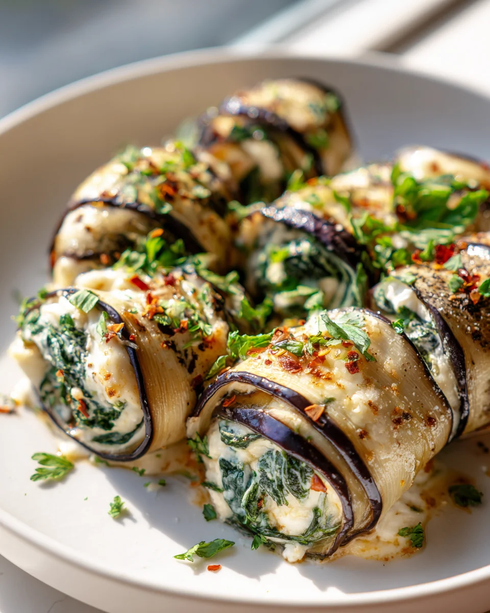 Cheesy Eggplant & Spinach Roll Ups: Deliciously Healthy Recipe