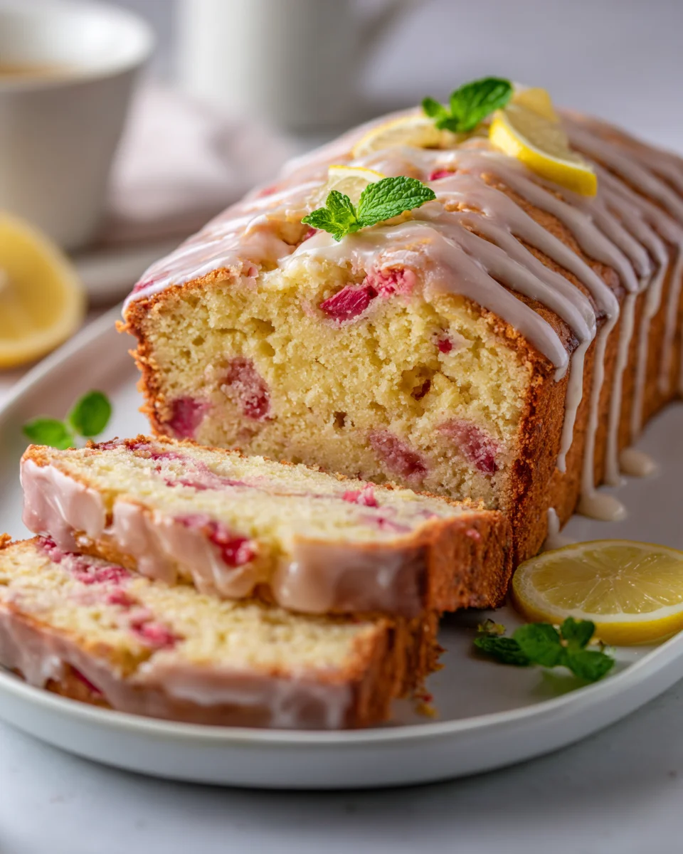 Zesty Rhubarb Lemon Drizzle Cake