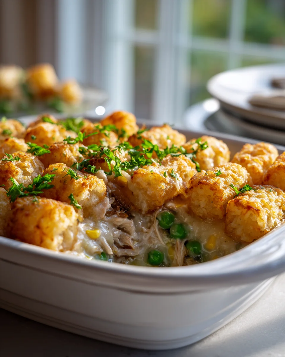 Cheesy Chicken Tater Tot Bake Delight